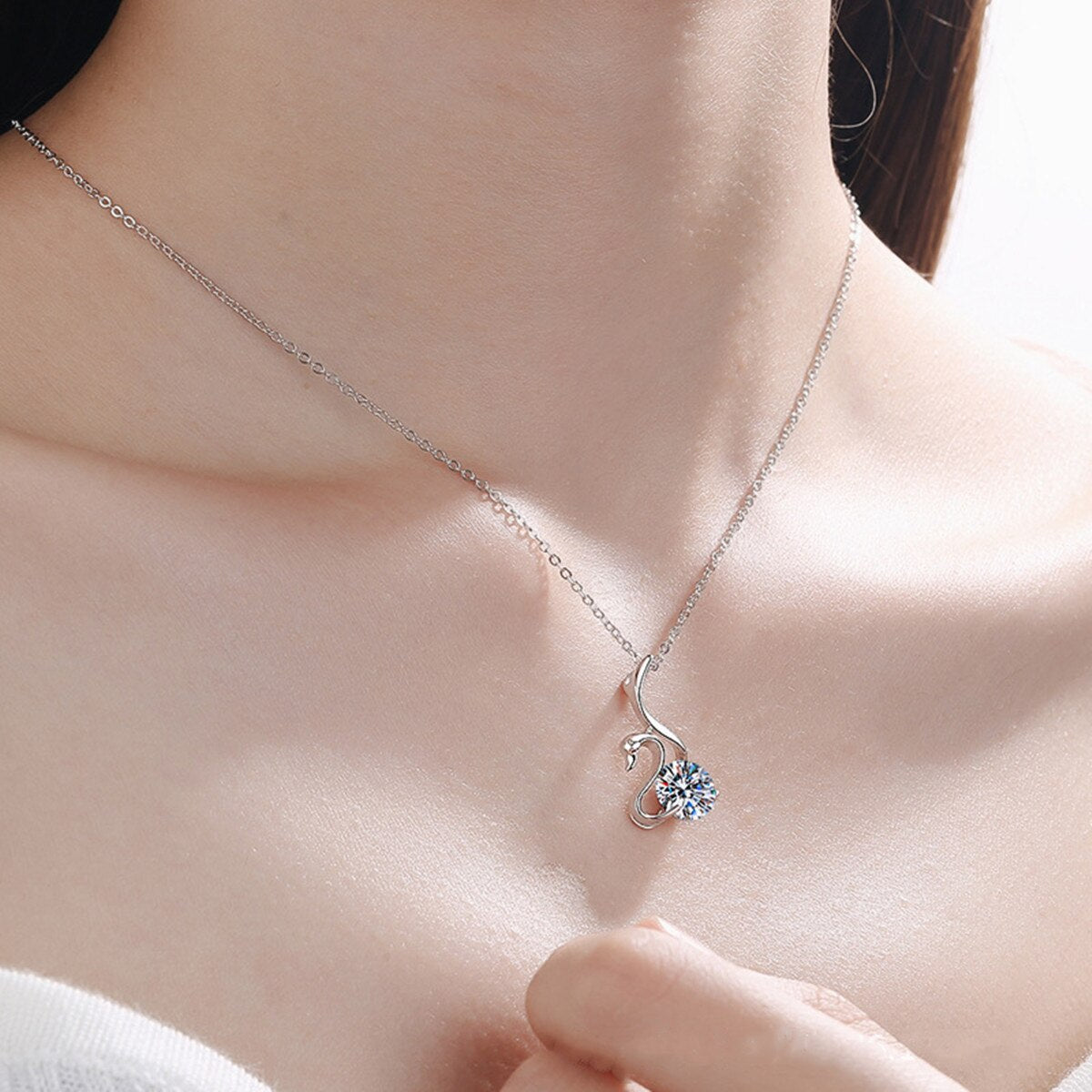 Moissanite Swan Necklace