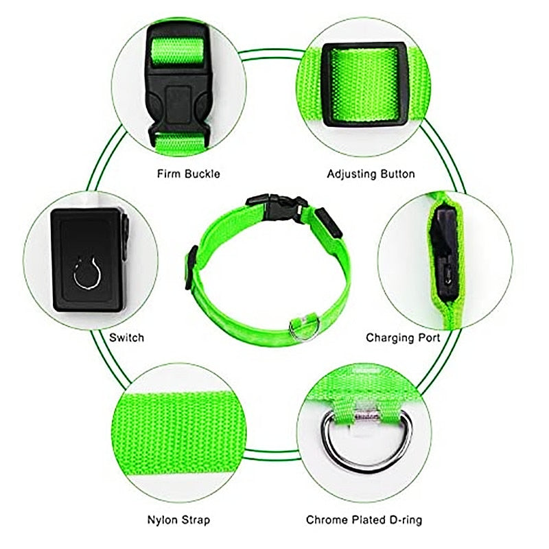 Adjustable LED Glowing Pet Collar