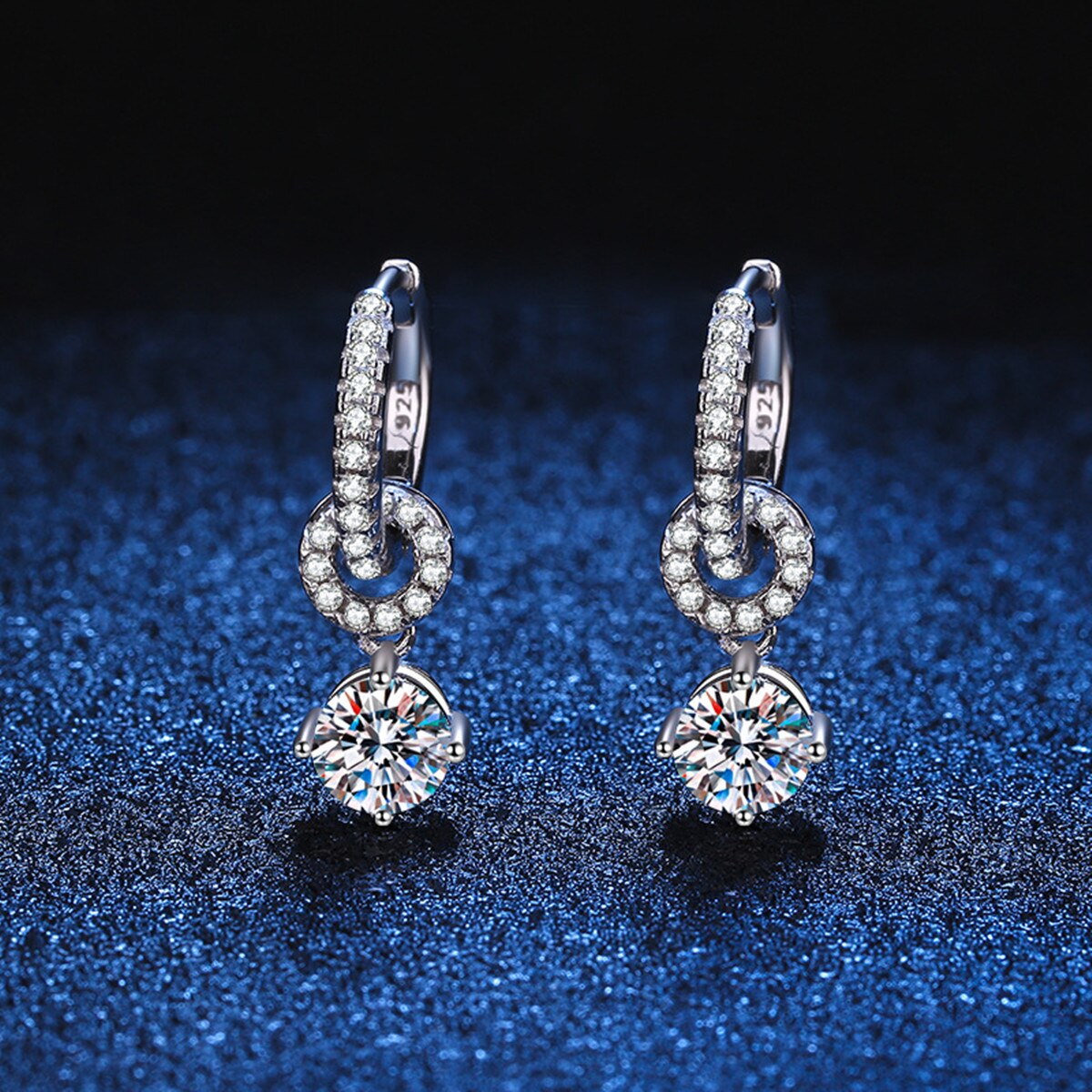 Moissanite Drop Hoop Earrings