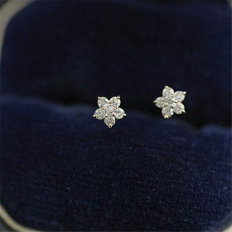 Sterling Silver / Gold-Plated Flower Stud Earrings