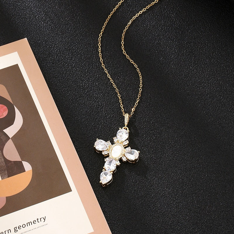 Crystal Cross Pendant Necklace