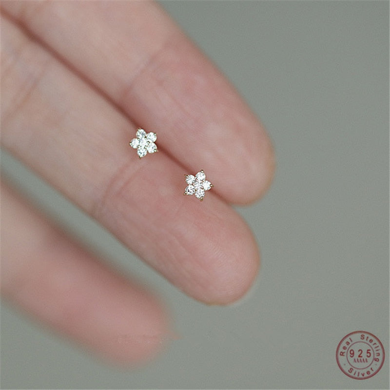 Sterling Silver / Gold-Plated Flower Stud Earrings