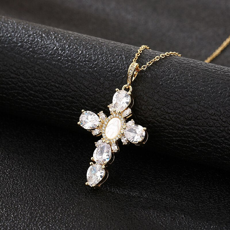 Crystal Cross Pendant Necklace