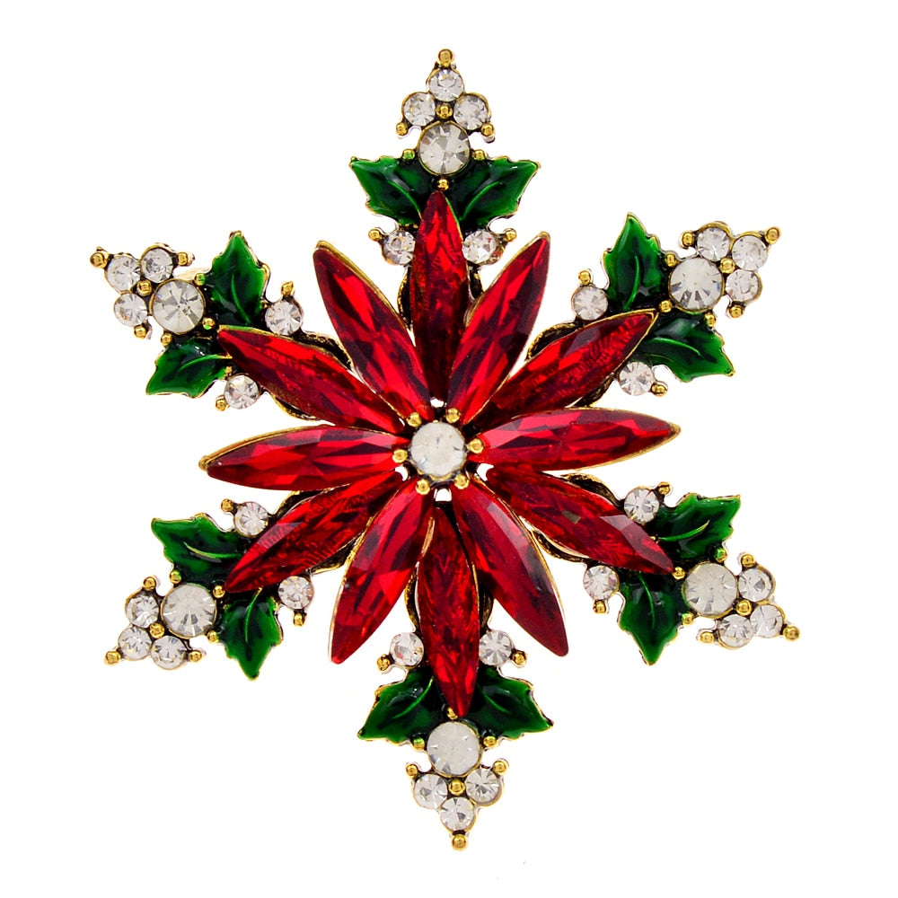 Rhinestone Christmas Snowflake Pin