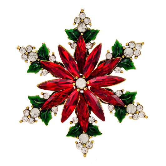 Rhinestone Christmas Snowflake Pin