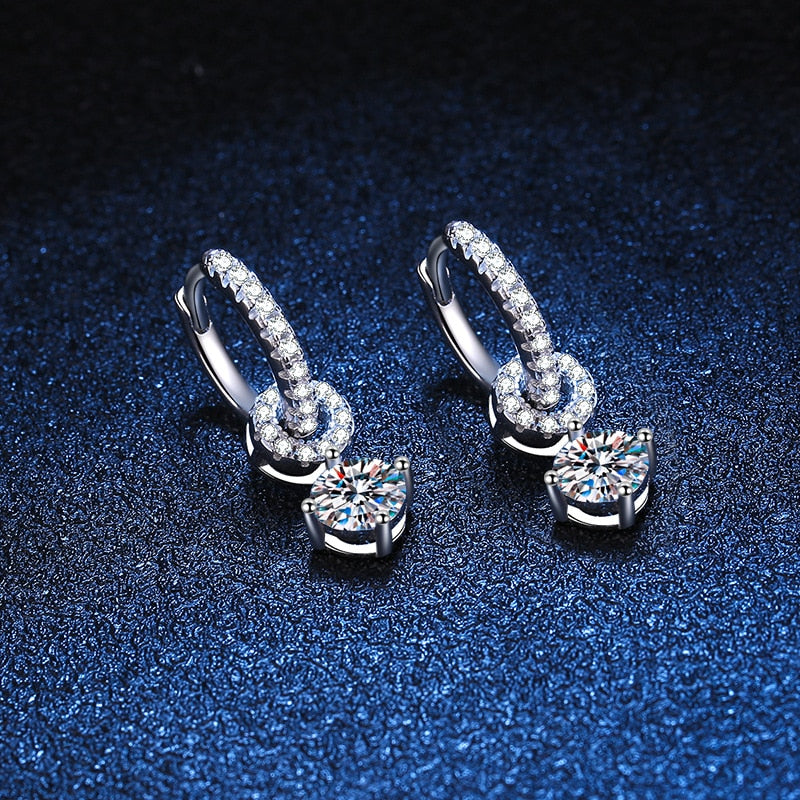 Moissanite Drop Hoop Earrings