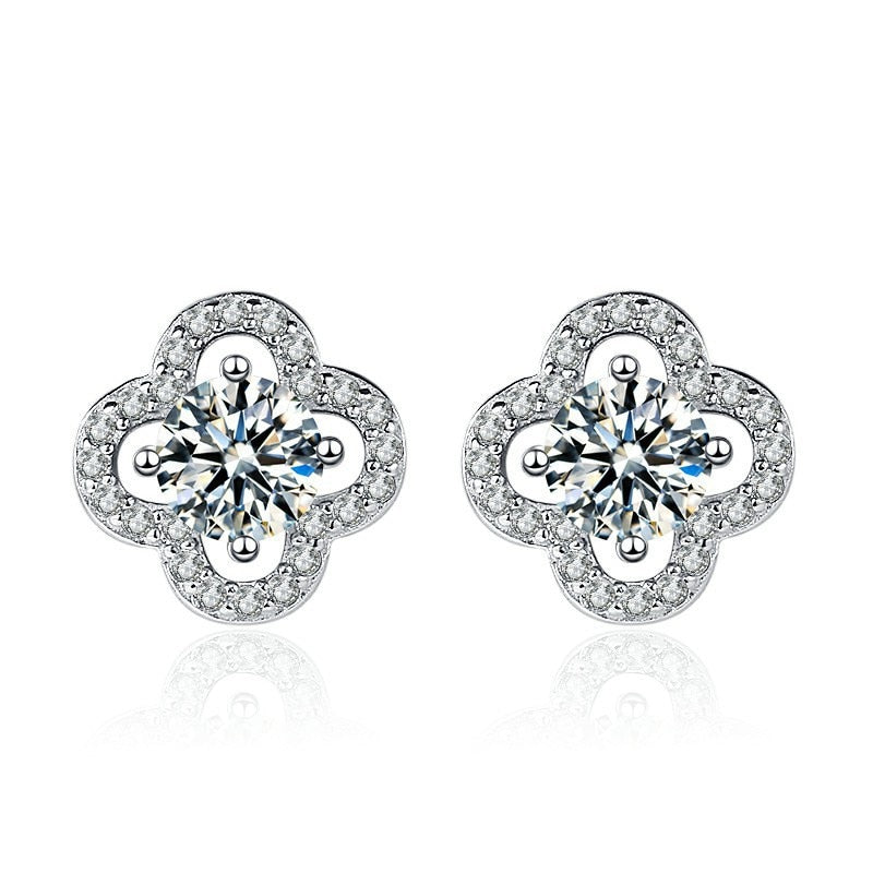 Moissanite Clover Stud Earrings