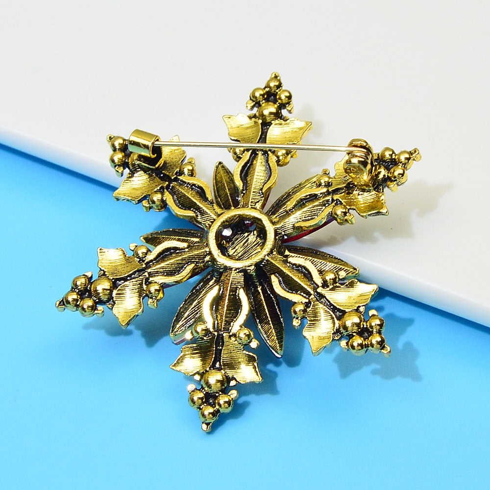 Rhinestone Christmas Snowflake Pin