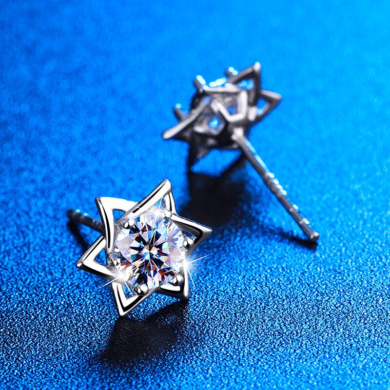 Six-Pointed Star Moissanite Stud Earrings