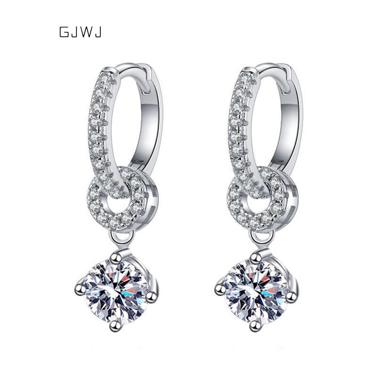 Moissanite Drop Hoop Earrings