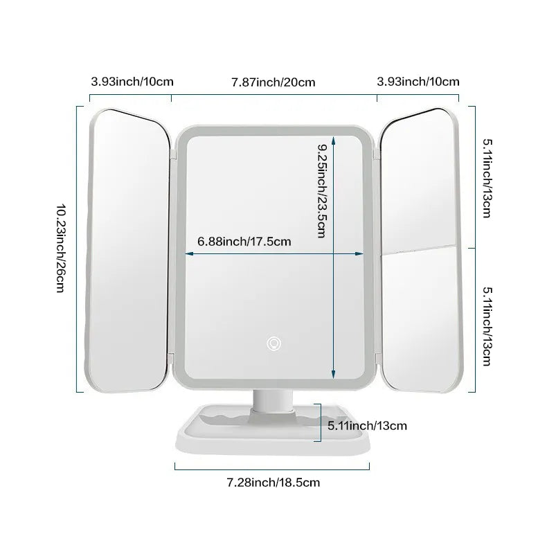 LED Tri-Fold Makeup Mirror